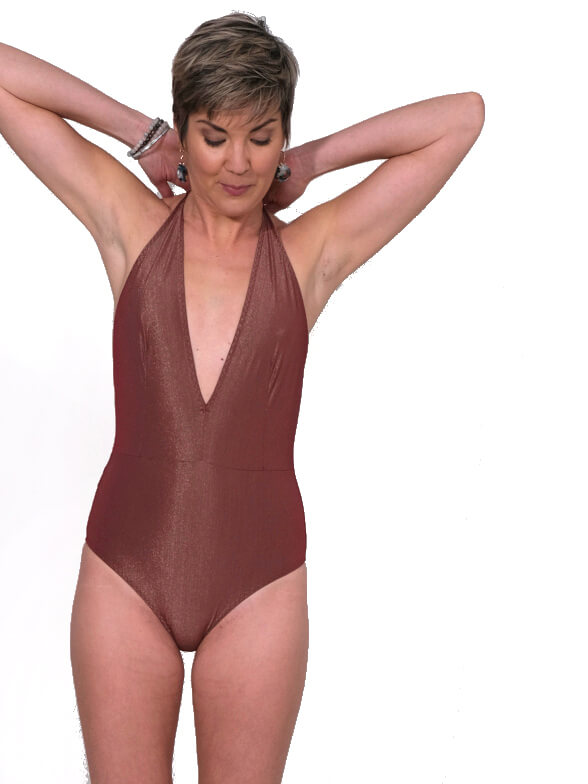 Orso rosso maillot de bain Tethys rouge doré made in france