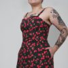 Labelalyce robe Johnny cerise bretellesamovibles poche cintree rock pin up pinup rockabilly pois noir rouge blanc cerises 1