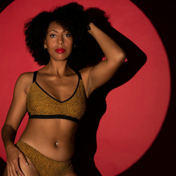 Soutien gorge sans armature coton bon maintien - léopard jaune