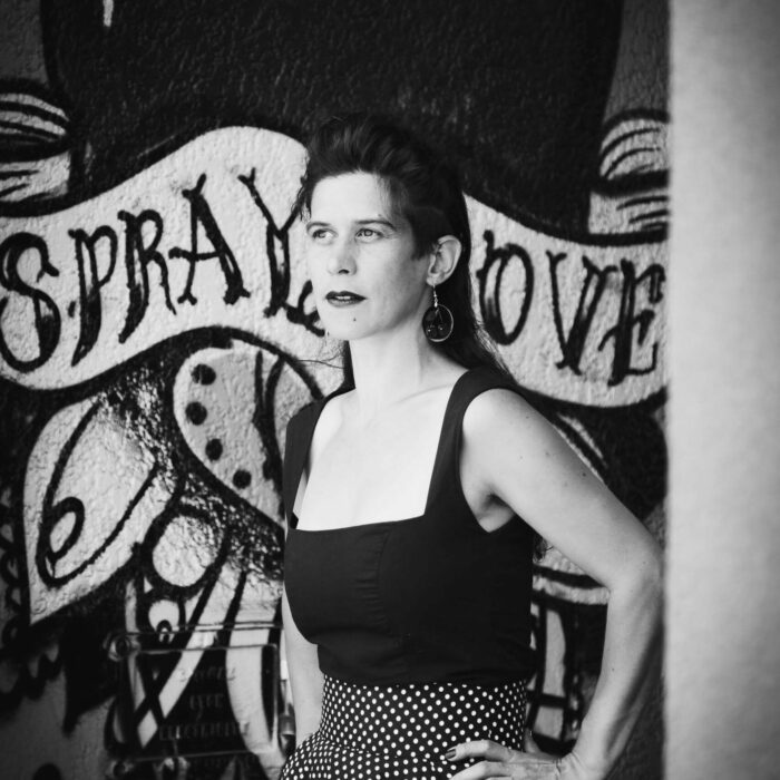 FONZY : Jupe Pin-Up taille haute noire à pois 100% coton oeko-tex