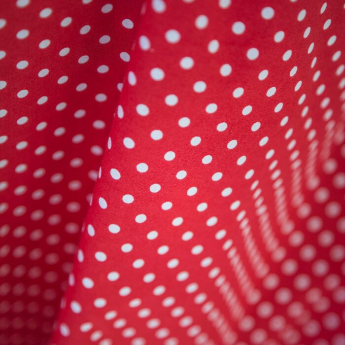 FONZY : jupe taille haute rouge à pois blanc en coton oeko-tex