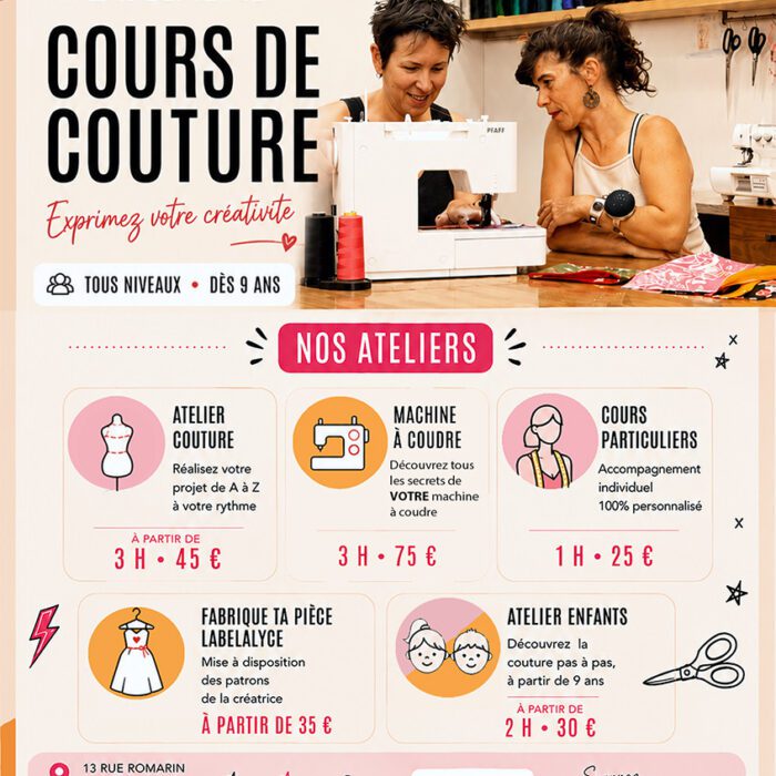 Atelier Couture Adulte/Ado – Cours Annuel – 3H par mois